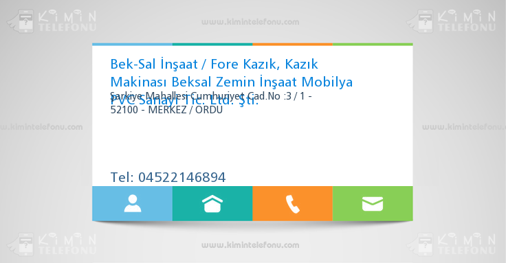 Bek-Sal İnşaat / Fore Kazık, Kazık Makinası Beksal Zemin İnşaat Mobilya PVC Sanayi Tic. Ltd. Şti.